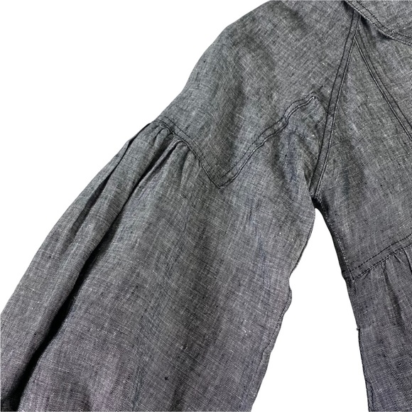 Rapsodia Anthropologie Grey Linen Blend Lined Jacket Women's Sz L Modern Buttons - Picture 11 of 16